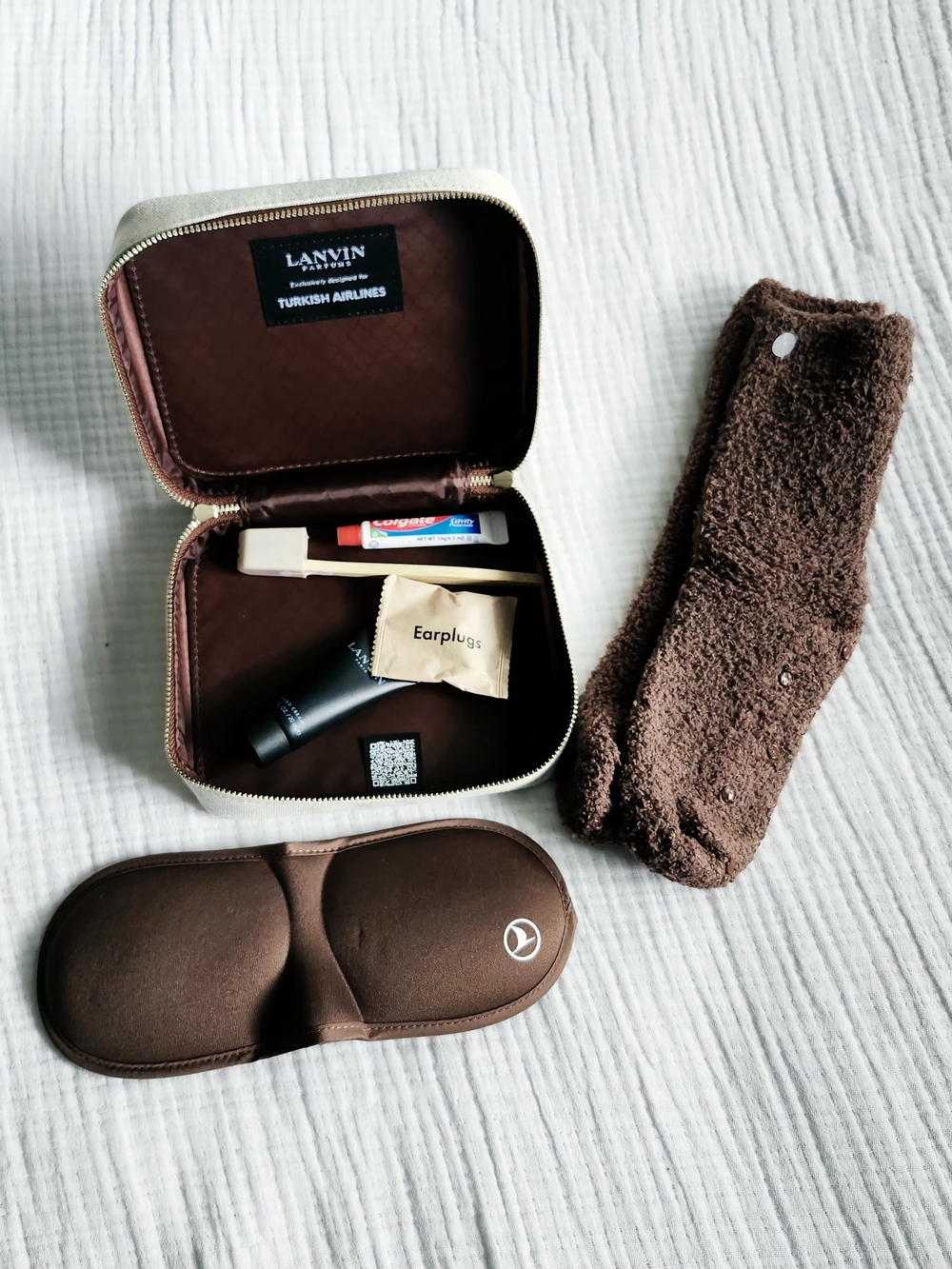 Lanvin for Turkish Airlines Brown & Cream Travel Amenity Kit